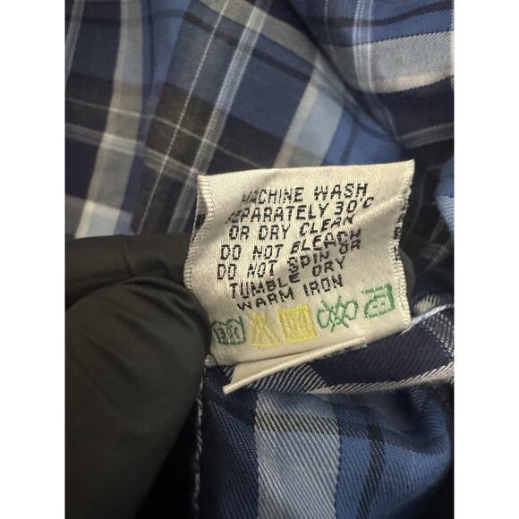 Bugatchi Shirt Mens Size L Blue Plaid Shaped Fit Button Up Long Sleeve - Picture 12 of 12